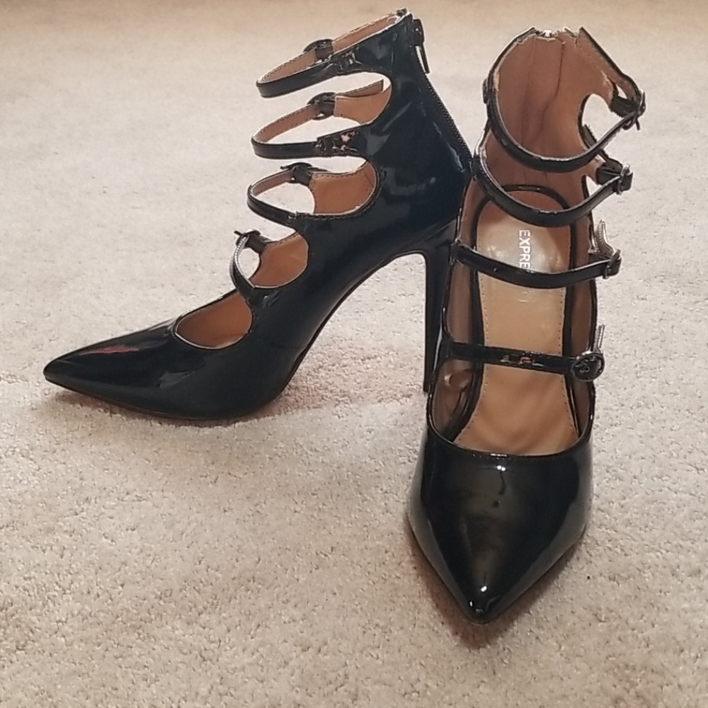 Express Black Strappy Heel Stiletto